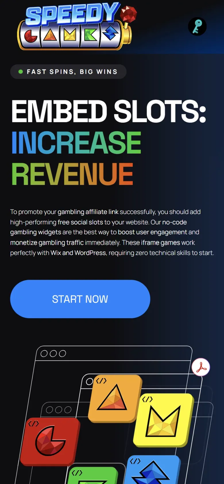 Speedy Games - No-Download Slots Widgets for Webmasters mobile view