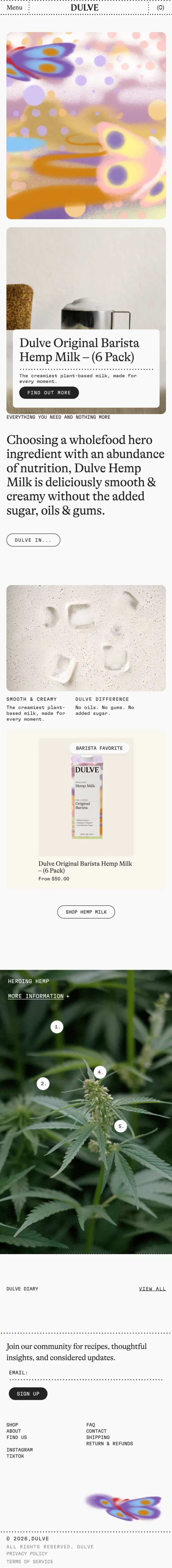 Dulve Hemp Milk | Barista-Grade, Dairy-Free & Oil-Free mobile view