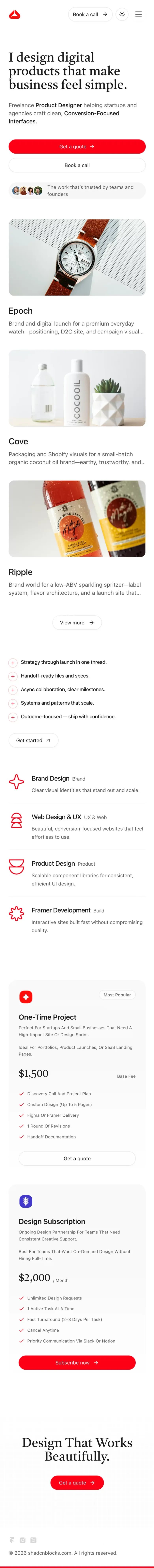 Hatch - Modern Next.js Template mobile view
