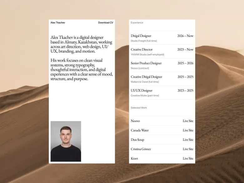 Alex Tkachev mobile view