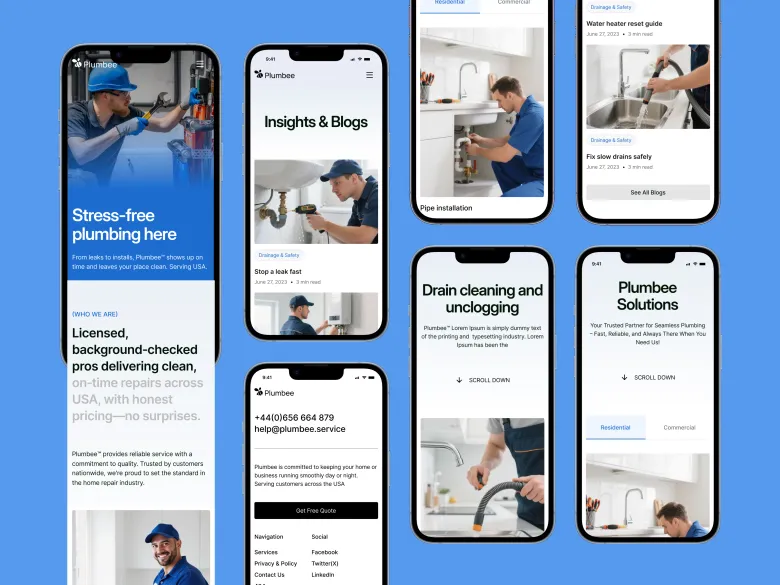Plumbee â High-Converting Website Template for Plumbing mobile view