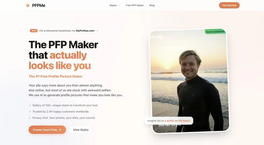 Free PFP Maker - Profile Picture Maker (2026) - Landing design