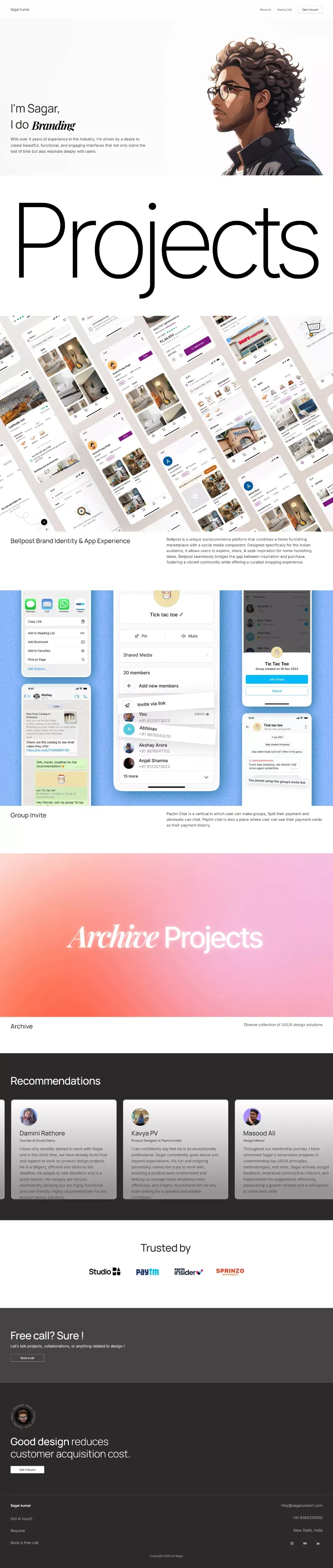 Sagar Kumar | Product Designer | Freelance Website & App designer - Portfolio design