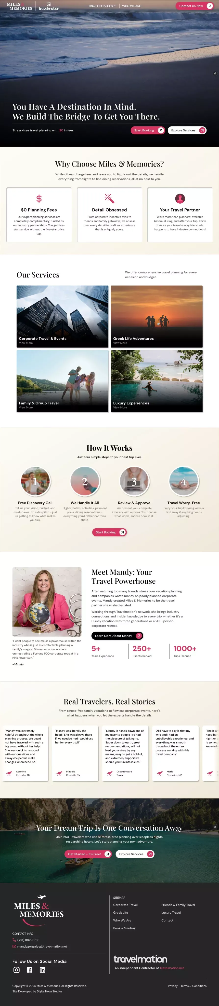 Miles & Memories - Travelmation | Stress Free Travel Planning - Landing design