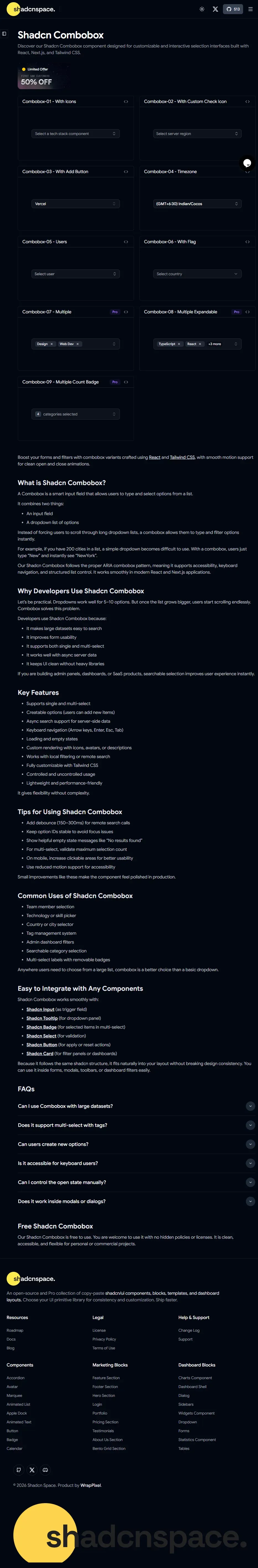 9+ Shadcn Combobox Component for React & Next.js - Other design