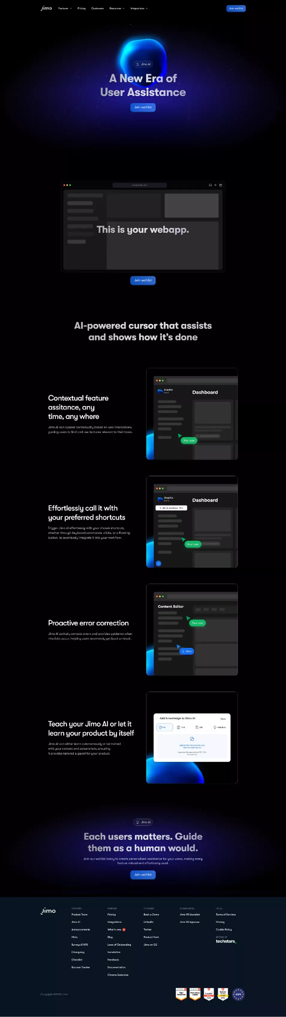 Jimo AI - A New Era of User Asistance - Landing design