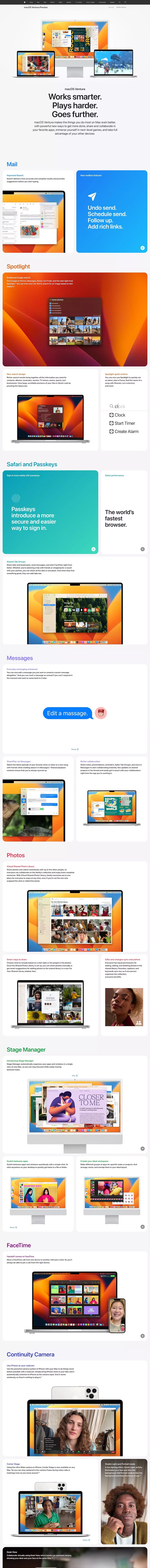 macOS Ventura Preview - Apple - Landing design