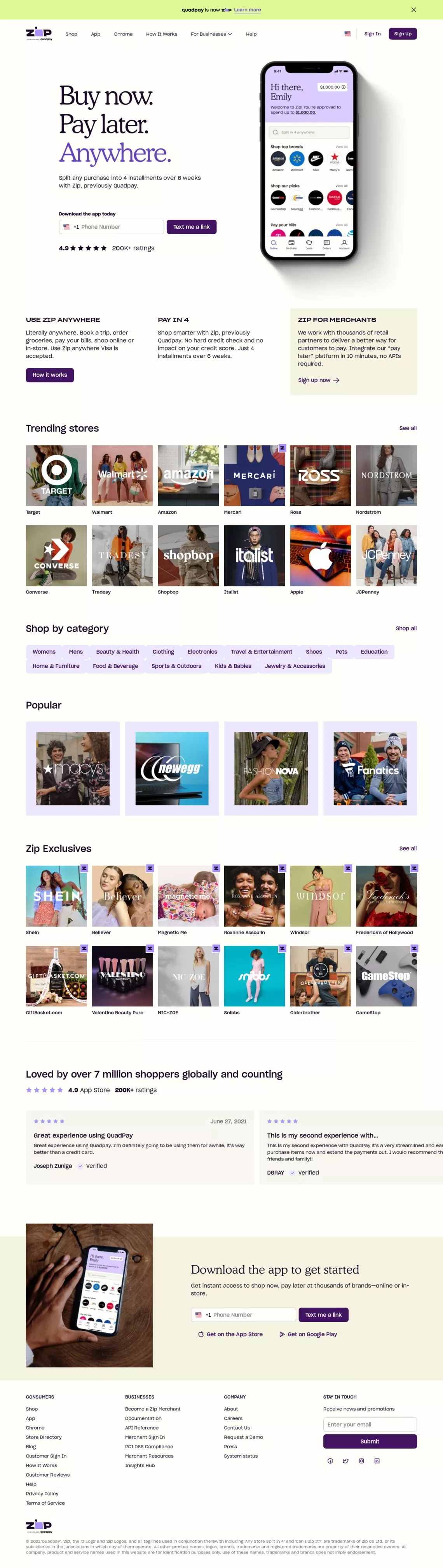Buy Now, Pay Later with Zip, previously Quadpay on Landbook get