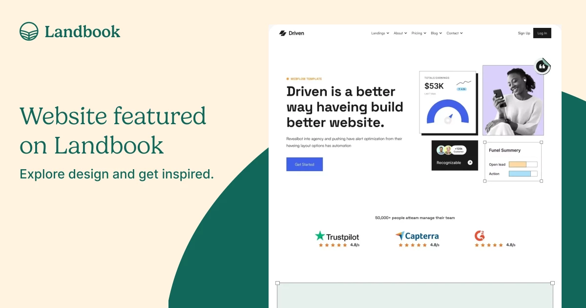 Driven - SaaS Multi-Layout Webflow Template - Homepage 01 on Landbook ...