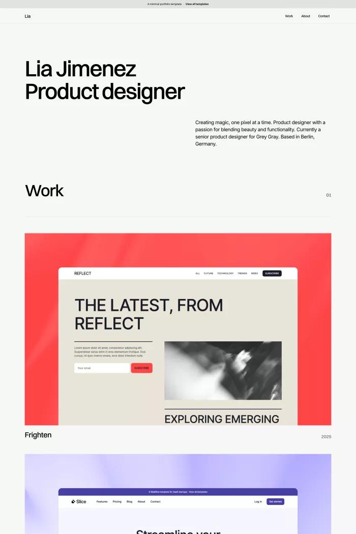 Screenshot taken from Format - Portfolio Template for Framer