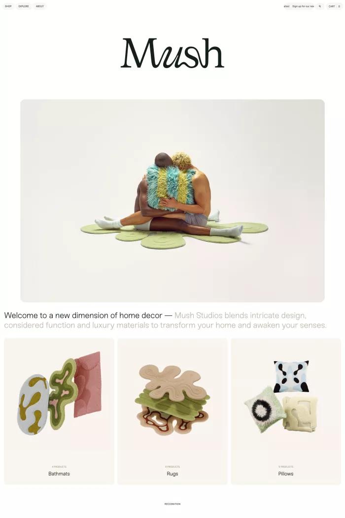 Screenshot taken from Mush Studios | Home Decor - Rugs and Pillows
