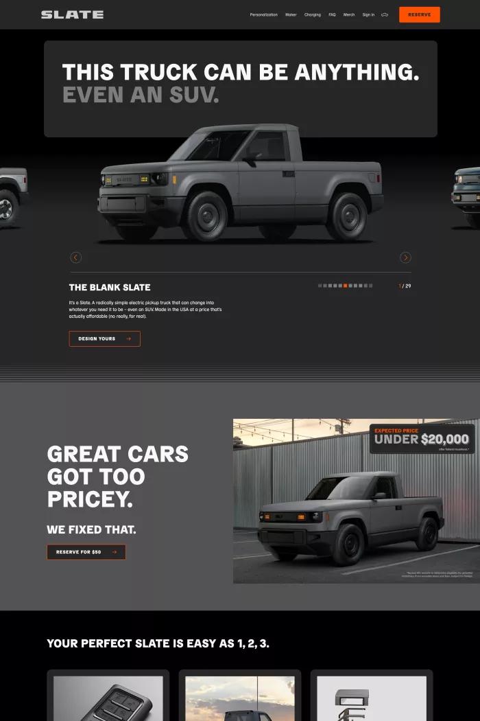 Screenshot taken from SLATE Auto | The Customizable EV That Works for You
