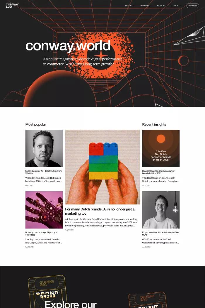 Screenshot taken from Conway World I An online magazine for digital leaders in e-commerce