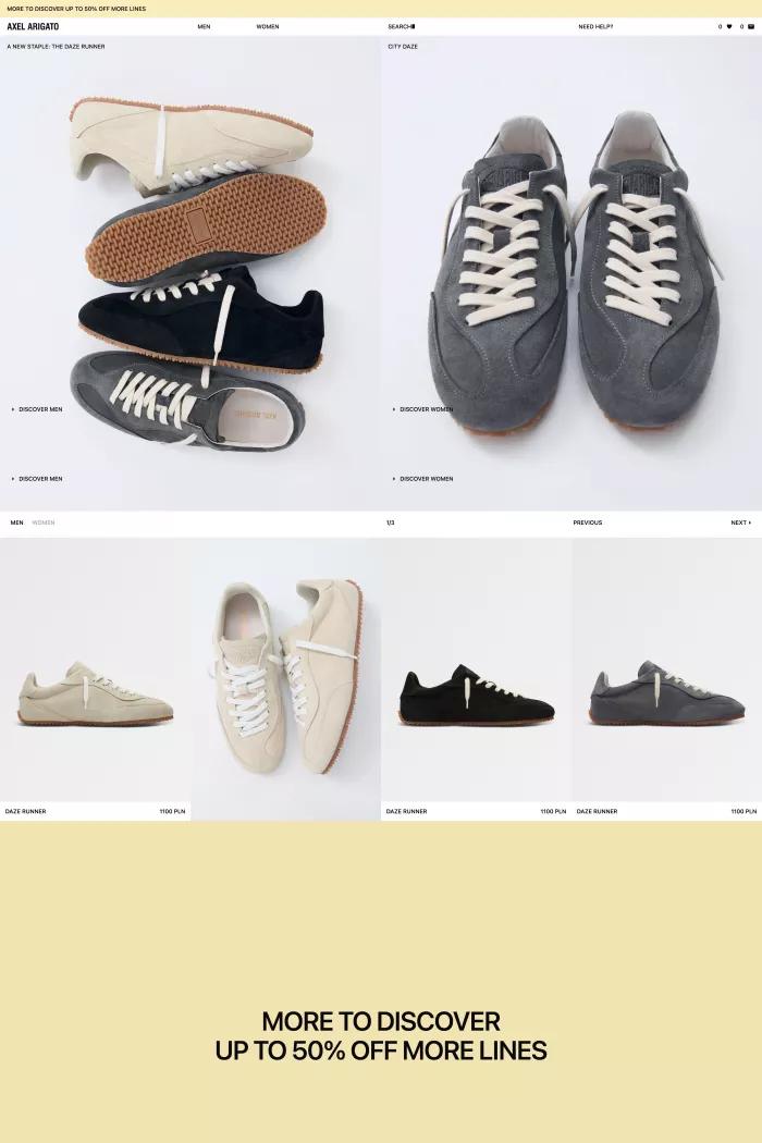 Screenshot taken from AXEL ARIGATO - Official Online Store