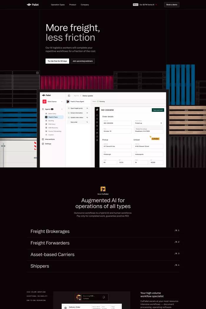 Screenshot taken from Pallet | AI Logistics Workforce