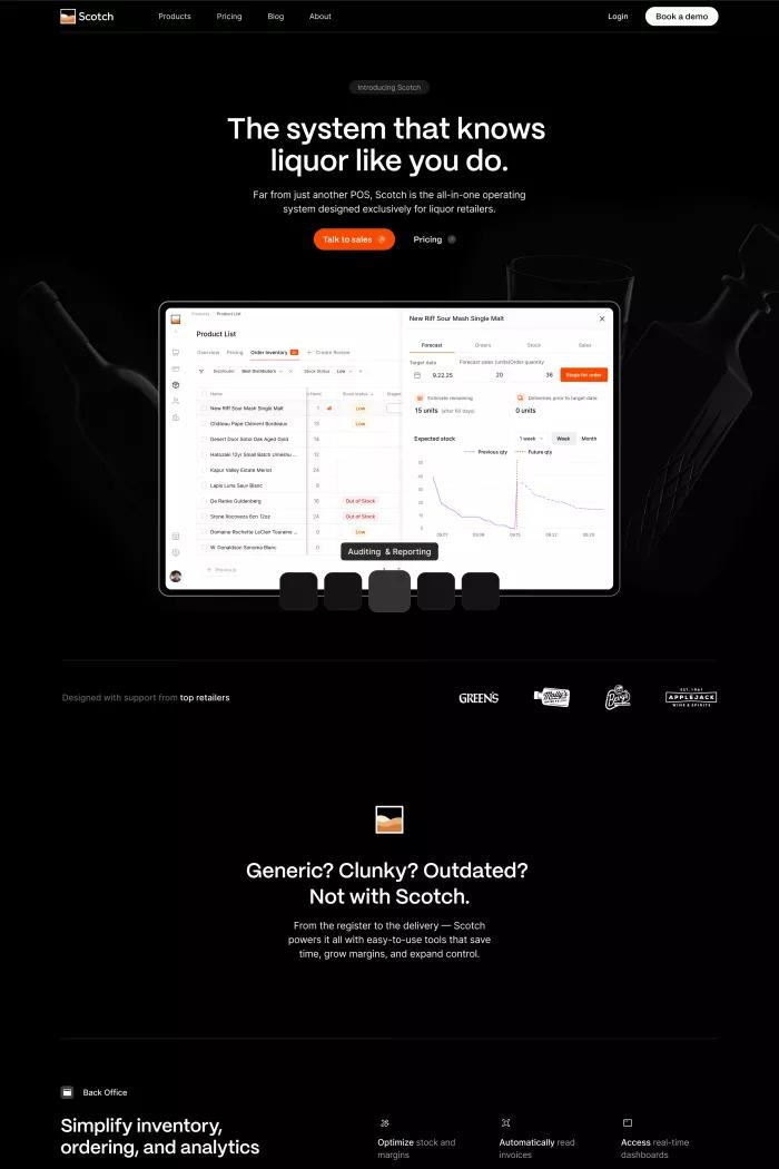 Screenshot taken from Scotch | POS, Back Office & eComm for Liquor Stores