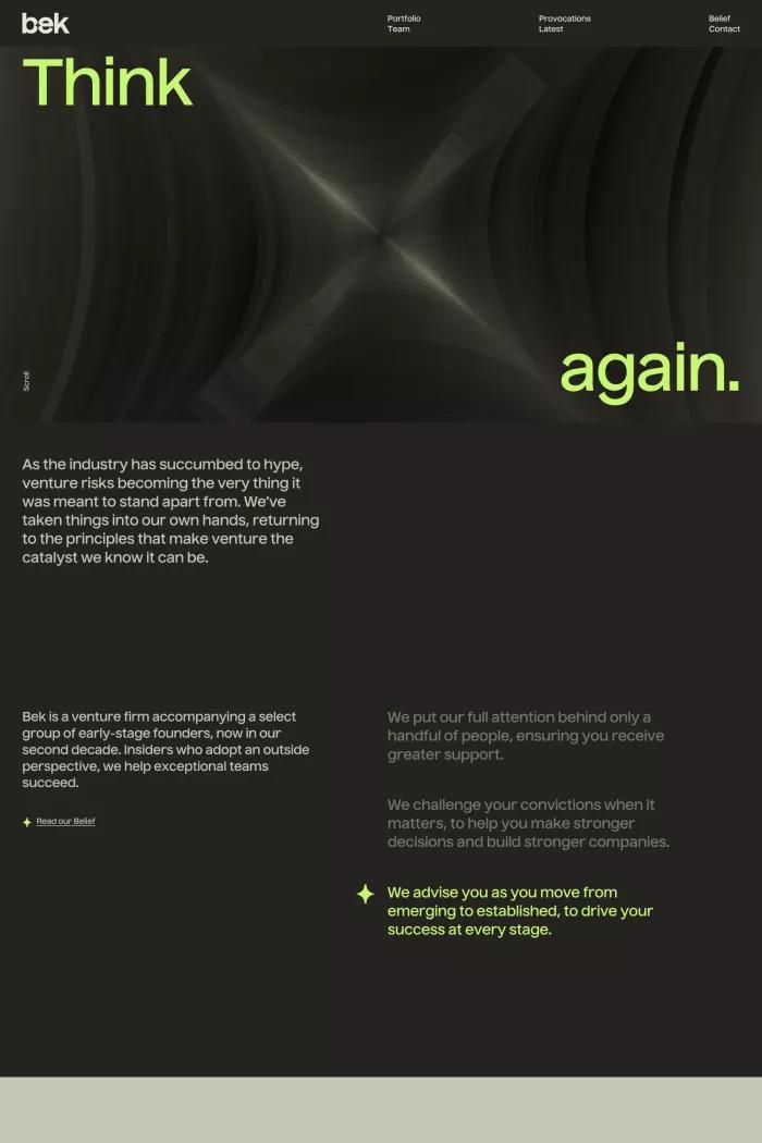 Screenshot taken from Bek Ventures