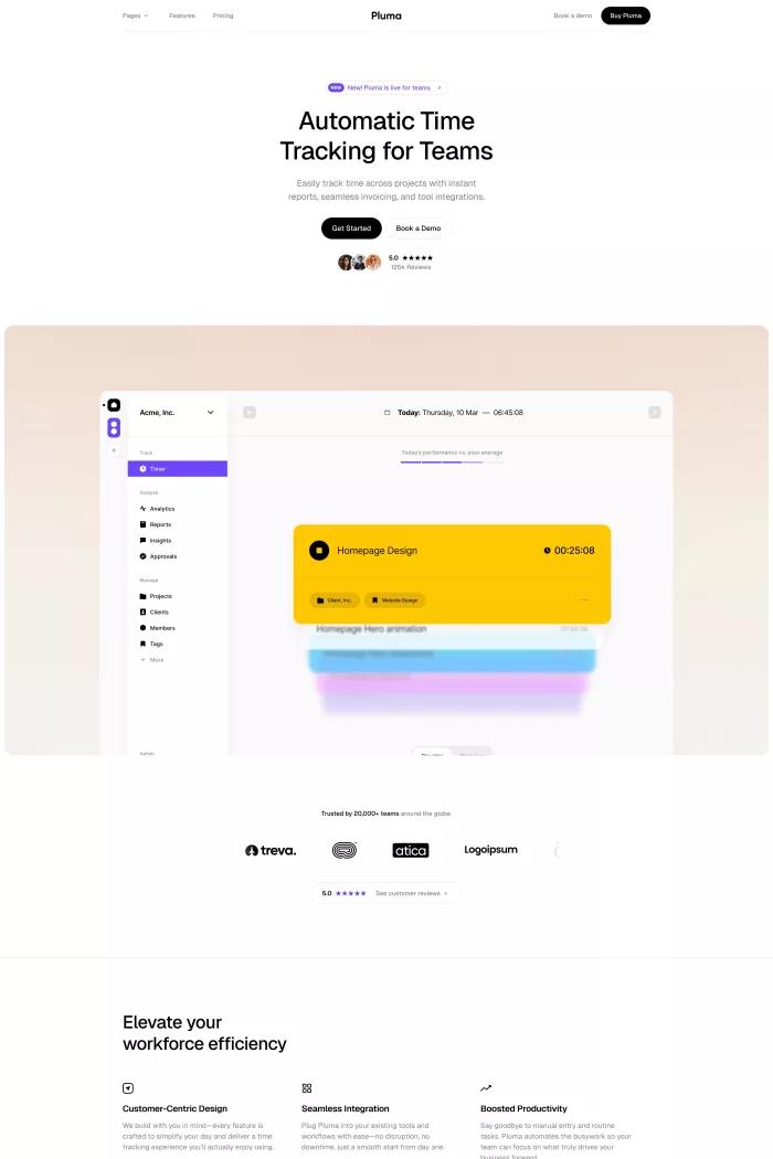 Screenshot taken from Pluma - Website Framer Template