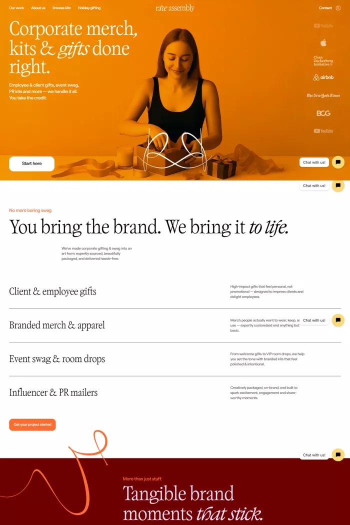 Screenshot taken from Custom Corporate Gifts & Branded Merch That Stands Out | Rare Assembly