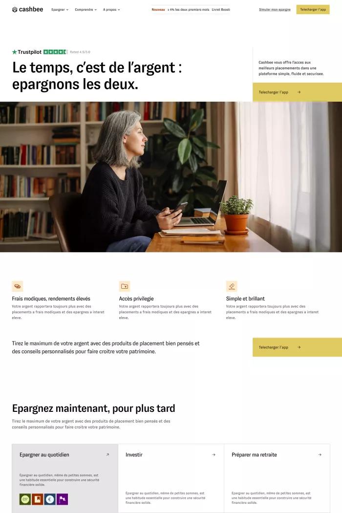 Screenshot taken from Cashbee — Les meilleurs placements, dans votre poche
