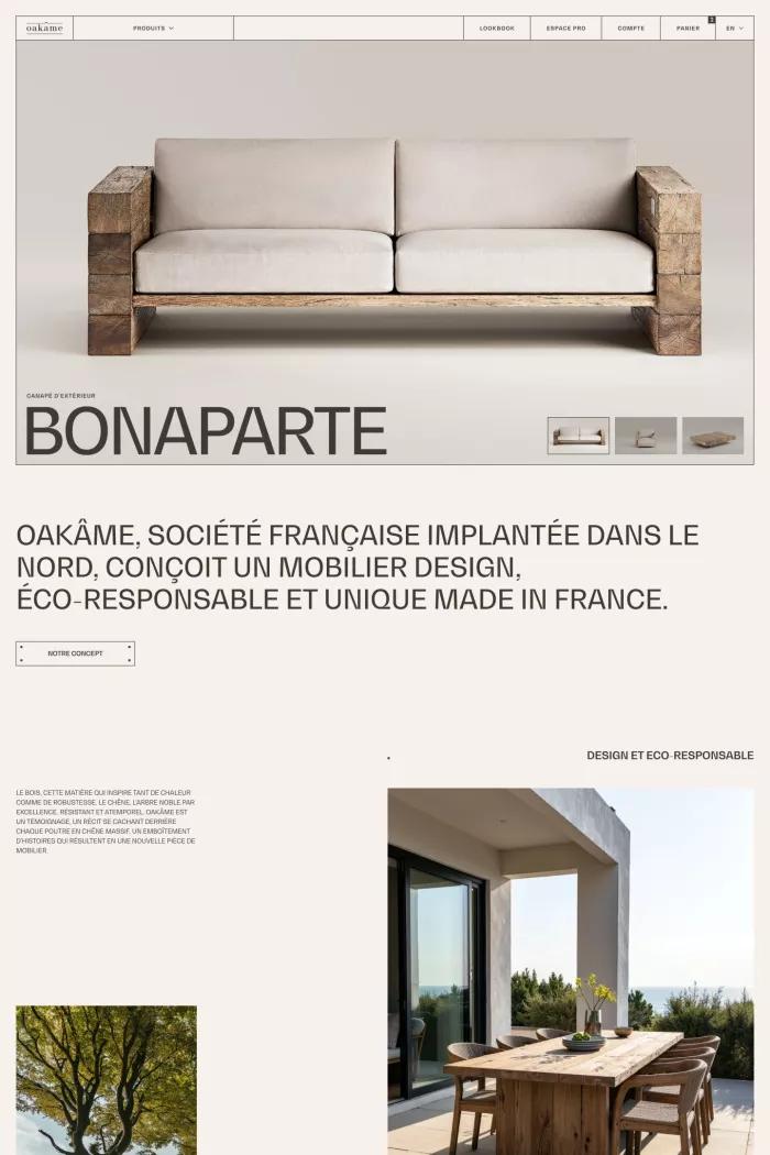 Screenshot taken from Accueil | Oakâme | Mobilier unique, durable et artisanal