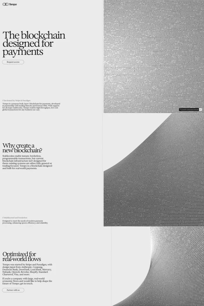 Screenshot taken from Tempo: The Blockchain Designed for Payments