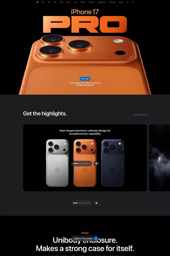 Screenshot taken from iPhone 17 Pro and iPhone 17 Pro Max - Apple