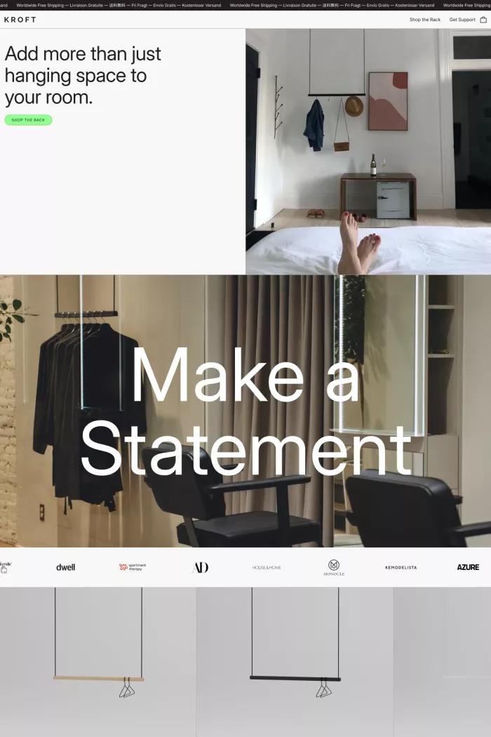 Screenshot taken from Modern Hanging Clothing Racks – KROFT