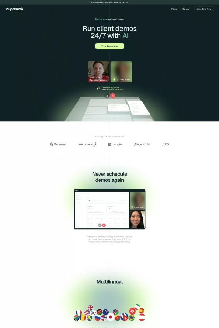 Screenshot taken from Supersonik | Run client demos 24/7 with AI