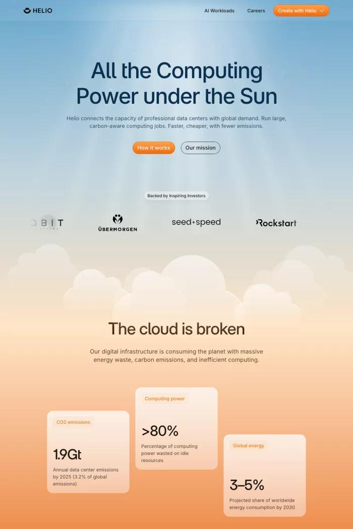 Screenshot taken from Helio: Powering a Brighter Cloud