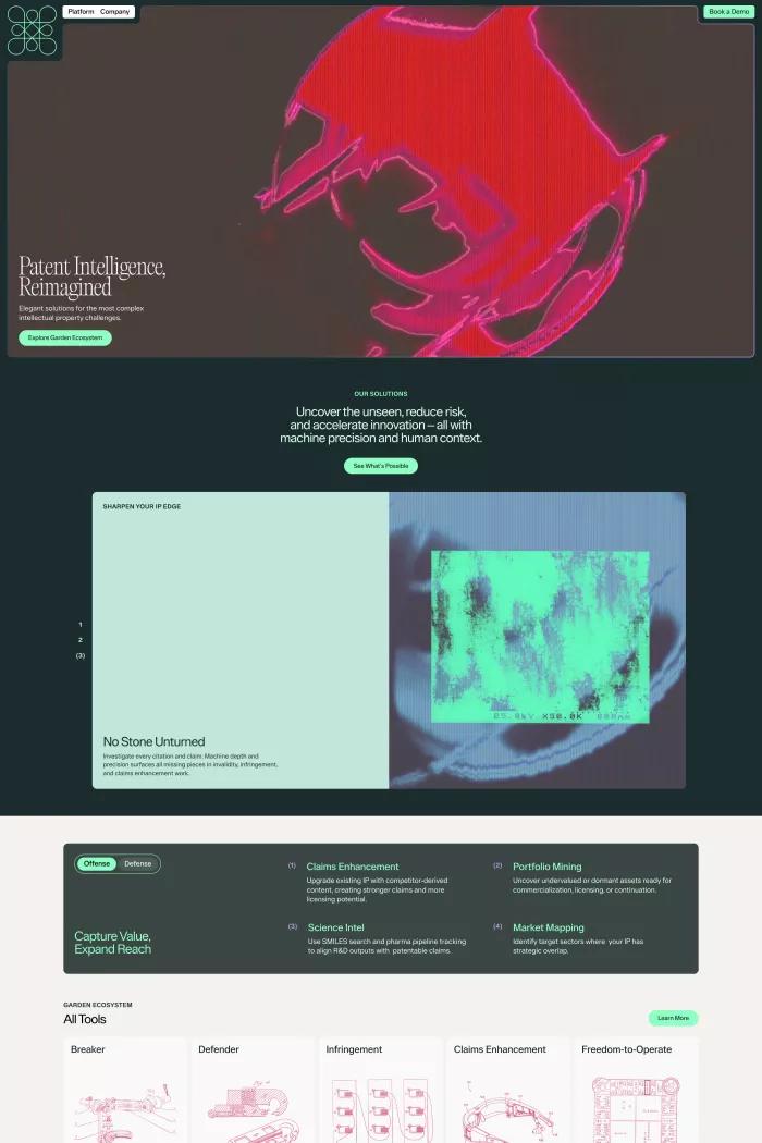 Screenshot taken from Garden | Patent Intelligence, Reimagined