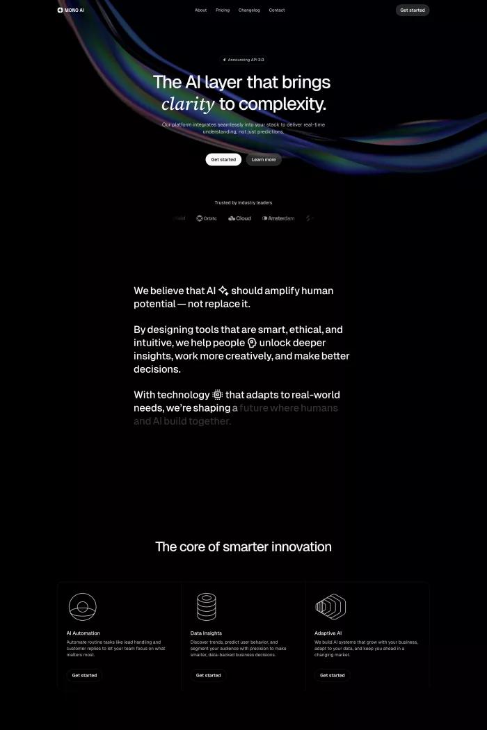 Screenshot taken from MONO AI - AI & SaaS Template