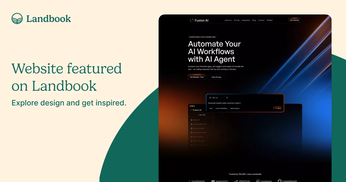 Fusion AI - Framer SaaS & AI Agent Template on Landbook - get inspired ...