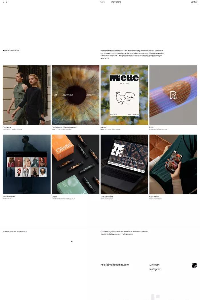 Screenshot taken from Marie Codina – Digital Designer and Photographer