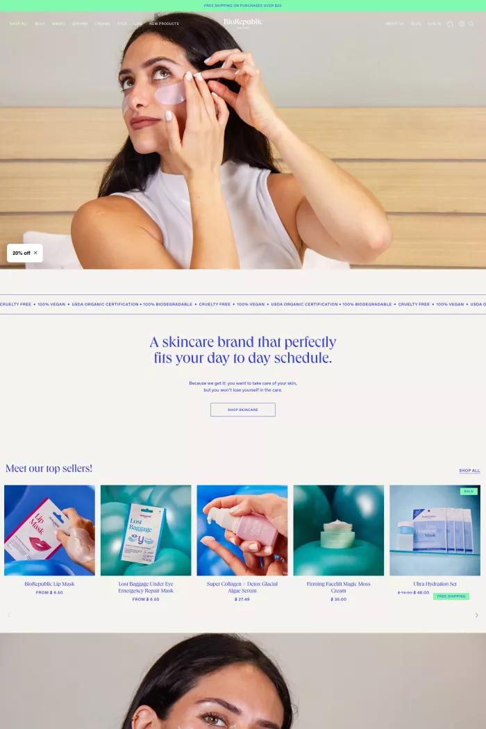 Screenshot taken from BioRepublic SkinCare | Face Mask Sheets | Vegan Skincare