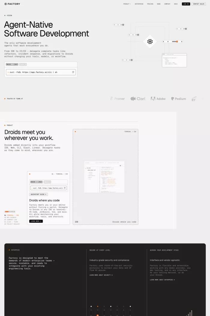 Screenshot taken from Factory | Agent-Native Software Development