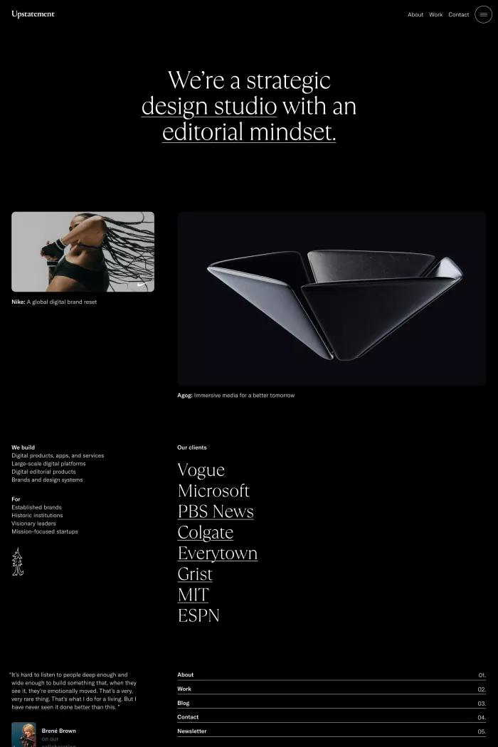 Screenshot taken from Upstatement | A strategic digital studio with an editorial mindset.