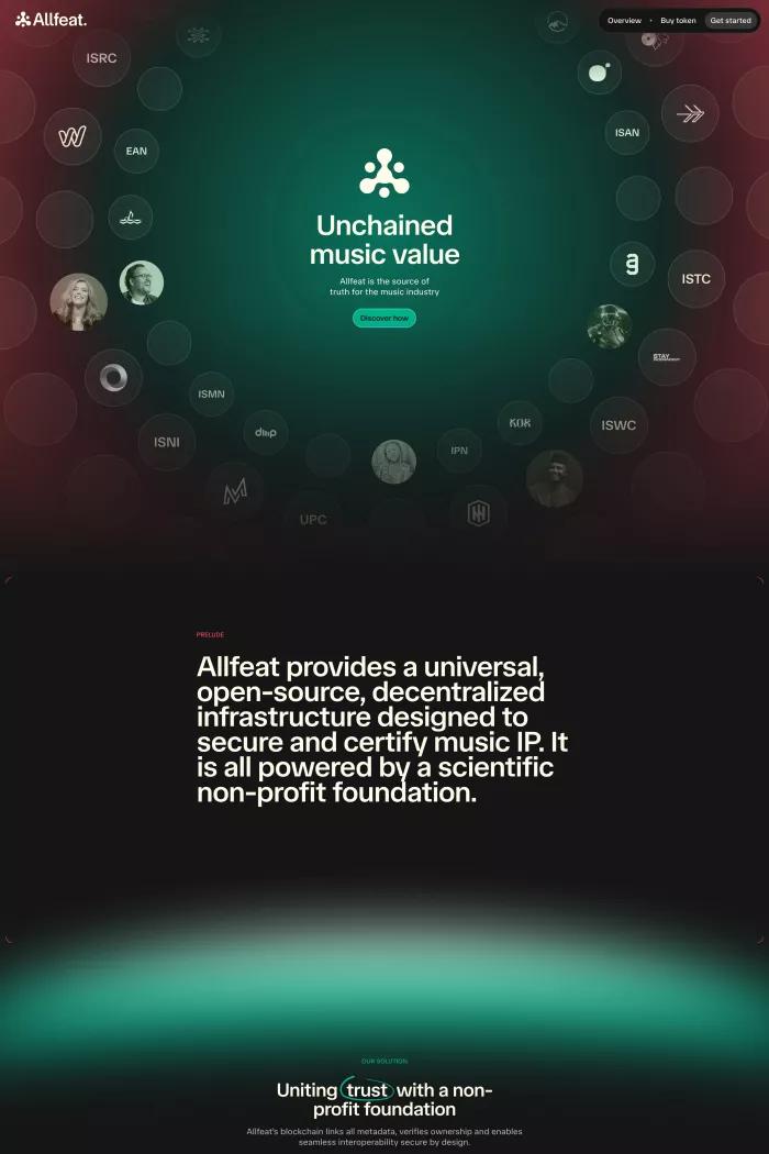 Screenshot taken from Allfeat | Unchained music value