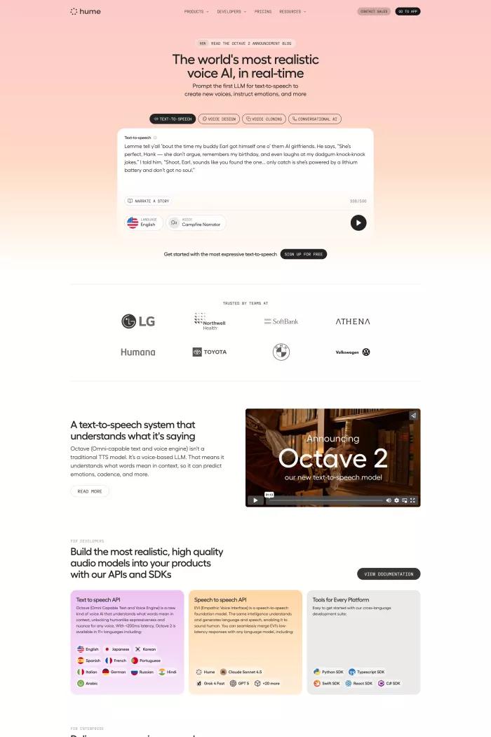 Screenshot taken from Hume AI