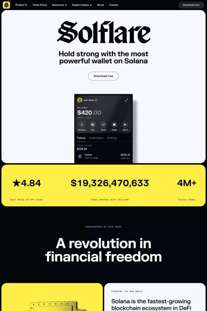 Screenshot taken from Manage your Solflare wallet with ease | Solflare