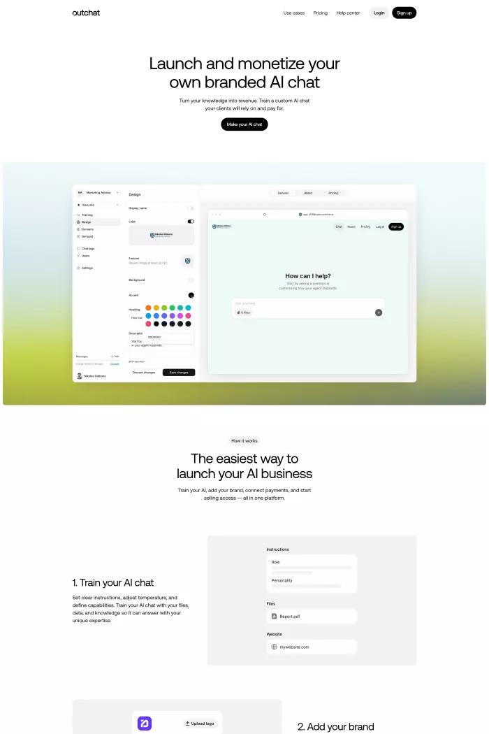 Screenshot taken from Outchat | Create Your Branded AI Chat
