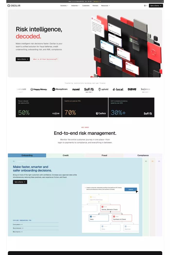 Screenshot taken from Oscilar - Risk Intelligence Decoded