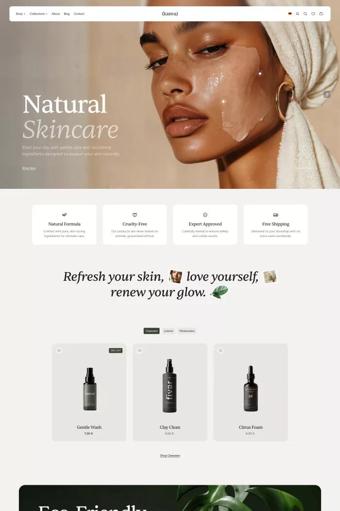 Screenshot taken from Kanva - E-Commerce Framer Template