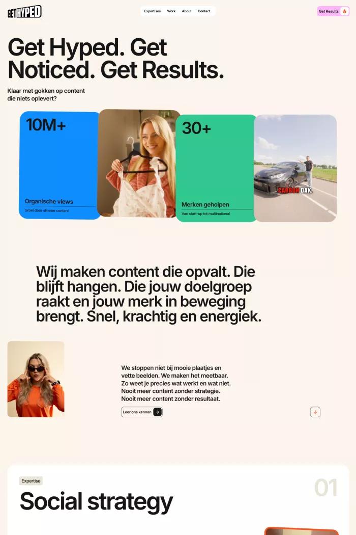 Screenshot taken from Get Hyped - Social-first content agency