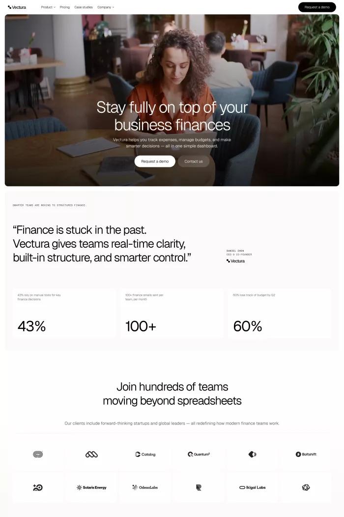 Screenshot taken from Vectura - Framer Website Template