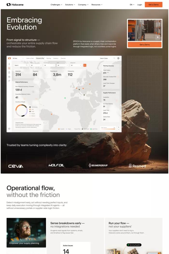 Screenshot taken from Supply Chain Intelligence Software | Real-Time Clarity By Holocene