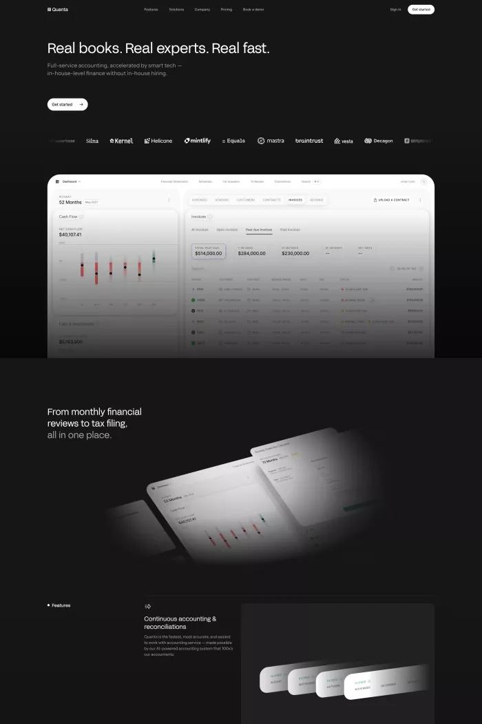 Screenshot taken from Quanta - Real-time accounting, purpose-built for software companies.