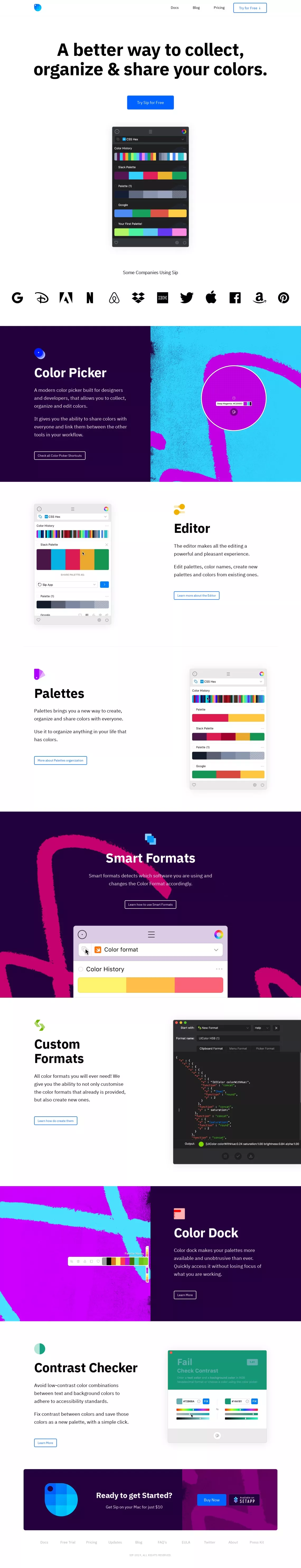 Sip Color Picker For on Landbook - get inspired by landing design and more